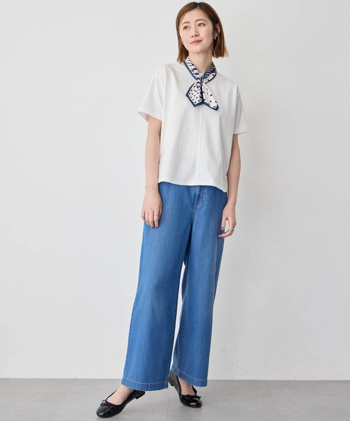 Petit Honfleur(プチオンフルール)の「【接触冷感】ワンタッチスカーフ(ストール/ショール・レディース・レッド/アイボリー/ブルー/ホワイト/ネイビー/ベージュ・フリー)」の20枚目の写真