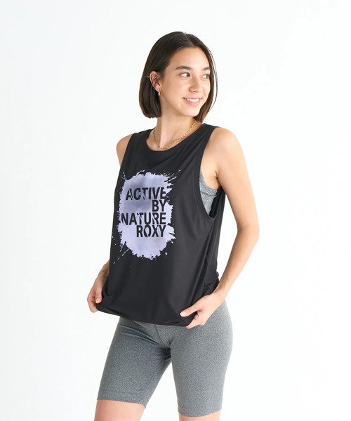 ROXY(ロキシー)の「PAINT YOUR LIFE /ロキシー水陸両用速乾フロントプリントタンクトップ(水着)(タンクトップ・レディース・グレー/ブラック/ホワイト・MEDIUM/LARGE/SMALL)」の1枚目の写真