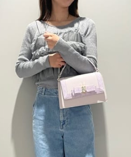 SAMANTHAVEGA(サマンサベガ)の「ツイードプリントジュエルリボンショルダーバッグ(ショルダーバッグ・レディース・ブラック/ライトブルー/ラベンダー/ピンク・FREE)」の3枚目の写真