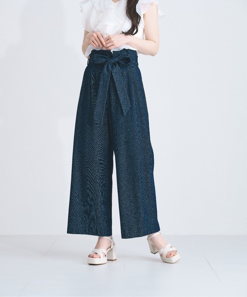 MISCH MASCH（ミッシュマッシュ）の「ワイドレッグパンツ（デニムパンツ・レディース・ネイビー/ブルー・マルチサイズ）」の7枚目の写真