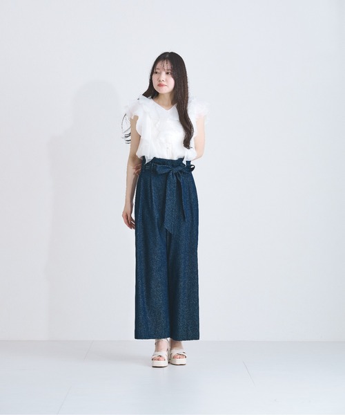 MISCH MASCH（ミッシュマッシュ）の「ワイドレッグパンツ（デニムパンツ・レディース・ネイビー/ブルー・マルチサイズ）」の8枚目の写真