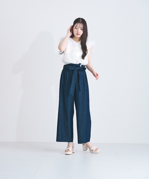 MISCH MASCH（ミッシュマッシュ）の「ワイドレッグパンツ（デニムパンツ・レディース・ネイビー/ブルー・マルチサイズ）」の10枚目の写真