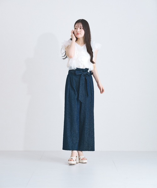 MISCH MASCH（ミッシュマッシュ）の「ワイドレッグパンツ（デニムパンツ・レディース・ネイビー/ブルー・マルチサイズ）」の13枚目の写真