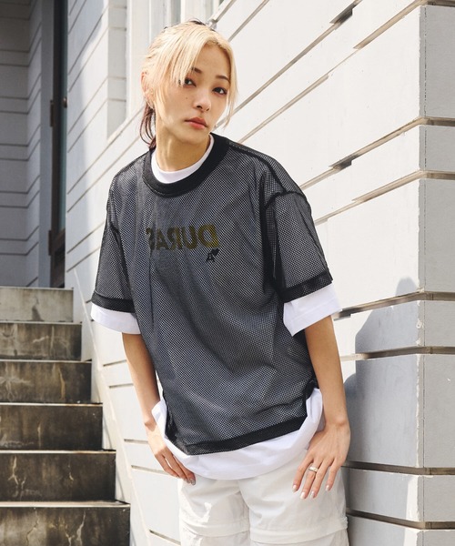 DURAS（デュラス）の「メッシュオーバーTシャツ（Tシャツ/カットソー・レディース・ブラック/ブルー/ホワイト・SMALL/MEDIUM）」の14枚目の写真