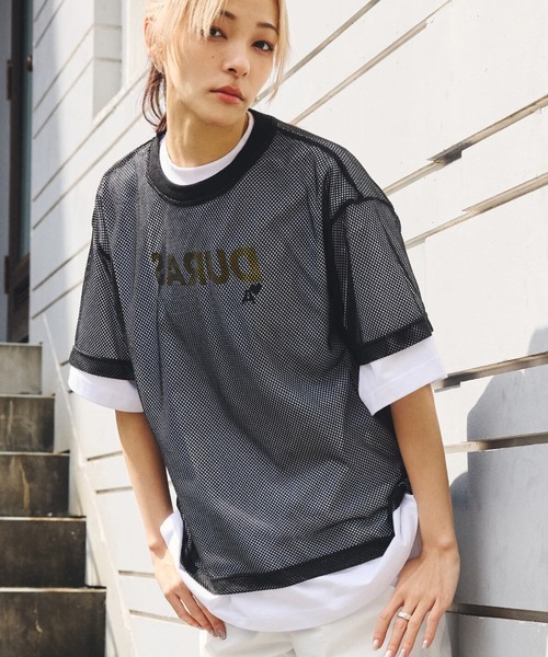 DURAS（デュラス）の「メッシュオーバーTシャツ（Tシャツ/カットソー・レディース・ブラック/ブルー/ホワイト・SMALL/MEDIUM）」の20枚目の写真