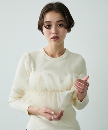 Lace design layered knit top / レースデザインレイヤードニットトップス