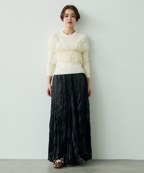 Clum(クルム)の「Lace design layered knit top / レースデザインレイヤードニットトップス(ニット/セーター・レディース・オフホワイト/グレー・FREE)」の5枚目の写真