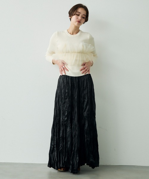 Clum(クルム)の「Lace design layered knit top / レースデザインレイヤードニットトップス(ニット/セーター・レディース・オフホワイト/グレー・FREE)」の6枚目の写真