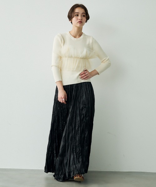Clum(クルム)の「Lace design layered knit top / レースデザインレイヤードニットトップス(ニット/セーター・レディース・オフホワイト/グレー・FREE)」の7枚目の写真