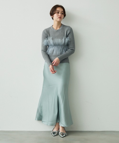 Clum(クルム)の「Lace design layered knit top / レースデザインレイヤードニットトップス(ニット/セーター・レディース・オフホワイト/グレー・FREE)」の18枚目の写真