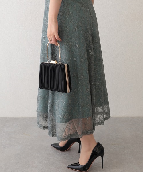Lace Ladies(レースレディース)の「ソリッドカラー プリーツ スクエア パーティー バッグ(クラッチバッグ・レディース・ライトピンク/ブラック/ベージュ・FREE)」の8枚目の写真