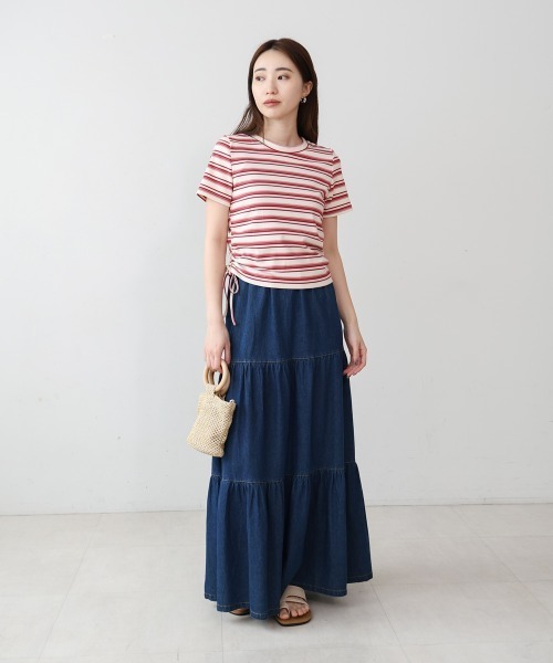 Bab(バブ)の「マルチボーダーサイドシャーリングTシャツ(Tシャツ/カットソー・レディース・ブラウン/ピンク/ブルー/ブラック・M)」の18枚目の写真