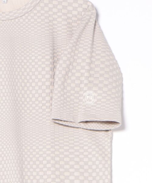 renoma HOMME（レノマオム）の「【ウォッシャブル】レノマ オム ランダムジャガード クルーネック ストレッチ半袖Tシャツ（Tシャツ/カットソー・メンズ・ホワイト/ブラック・MEDIUM/LARGE/X-LARGE）」の4枚目の写真