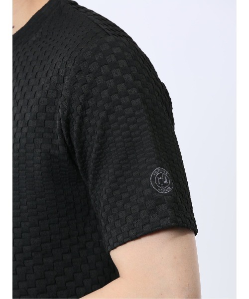 renoma HOMME（レノマオム）の「【ウォッシャブル】レノマ オム ランダムジャガード クルーネック ストレッチ半袖Tシャツ（Tシャツ/カットソー・メンズ・ホワイト/ブラック・MEDIUM/LARGE/X-LARGE）」の5枚目の写真