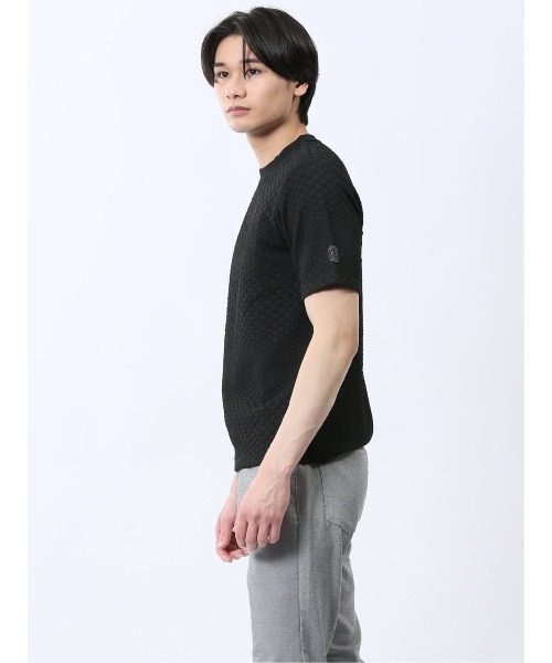 renoma HOMME（レノマオム）の「【ウォッシャブル】レノマ オム ランダムジャガード クルーネック ストレッチ半袖Tシャツ（Tシャツ/カットソー・メンズ・ホワイト/ブラック・MEDIUM/LARGE/X-LARGE）」の7枚目の写真