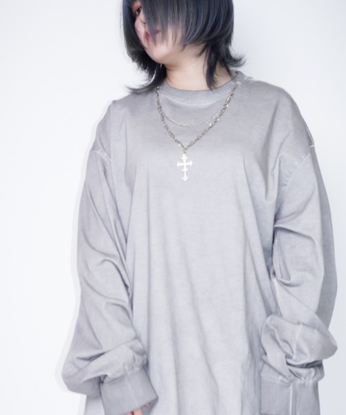 tシャツ Z)「BLINGLEADS」ネックレス付ダメージTEE/JNF24014 レディース メンズ Z)【BLINGLEADS】ﾈｯｸﾚｽ付ﾀﾞﾒｰｼﾞTEE/JNF24014（Tシャツ