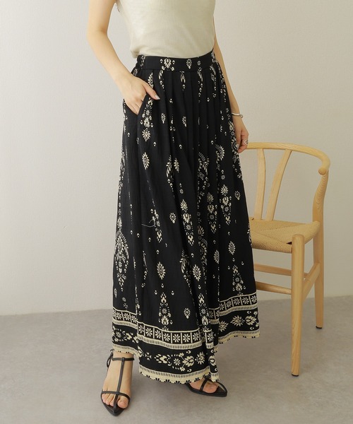 ethnic print gather long skirt /エスニック プリント ギャザー