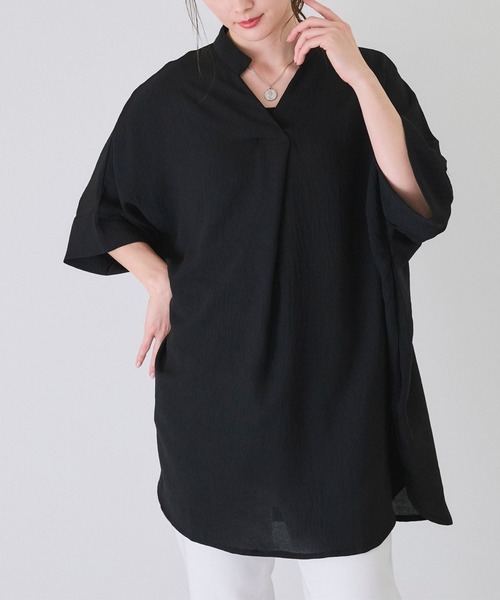 Jayro(ジャイロ)の「前あきスキッパー(シャツ/ブラウス・レディース・ブラック/ピンク系その他/ネイビー/マスタード/ホワイト・FREE)」の3枚目の写真
