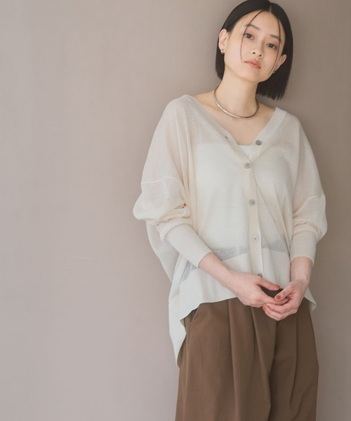 A part by(アパートバイ)の「【WEB限定】シアーBIGカーディガン≪追加2≫(カーディガン/ボレロ・レディース・アイボリー/ピンク系その他/チャコールグレー/ライトグレー・FREE)」の17枚目の写真