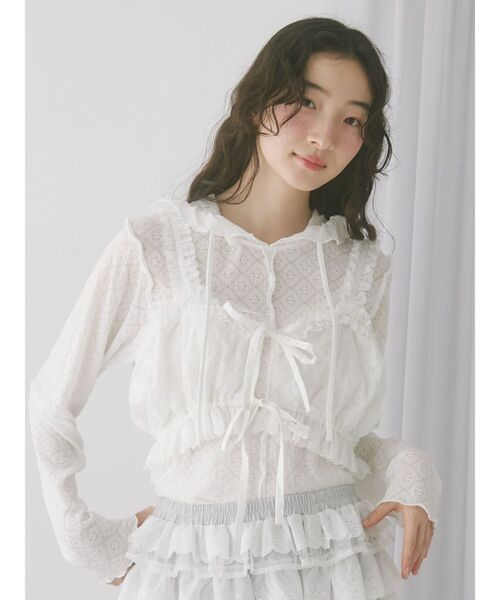 merry jenny（メリージェニー）の「デコレーションレースビスチェ（シャツ/ブラウス・レディース・オフホワイト/ブラック・FREE）」の4枚目の写真