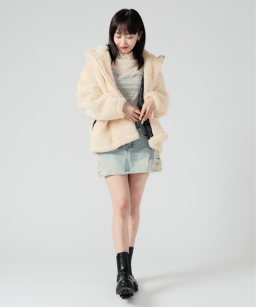 セール】Side Damage Denim Mini Skirt / サイドダメージ デニム