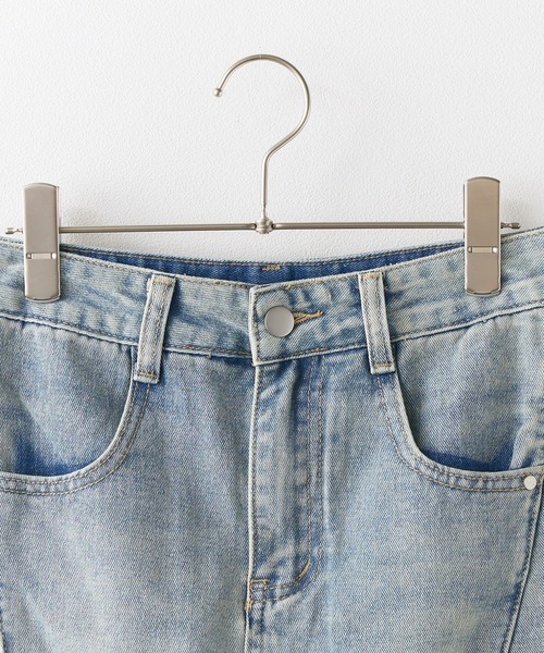 セール】Side Damage Denim Mini Skirt / サイドダメージ デニム