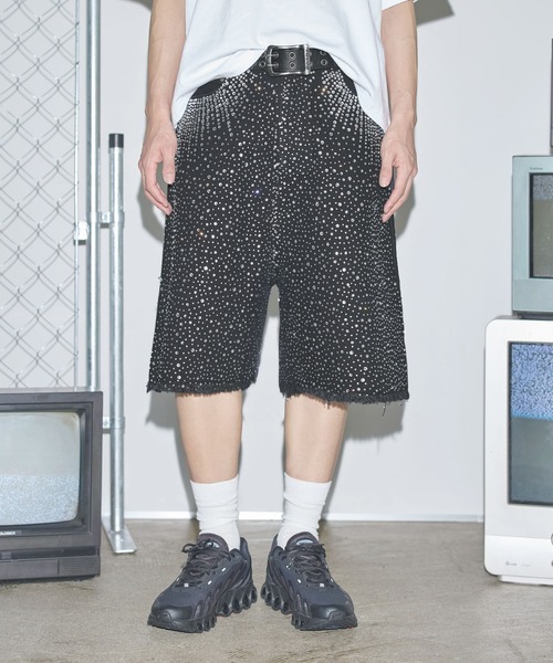 ラインストーン　バギーパンツ wide baggy rhinestone slacks / ワイドバギーラインストーン