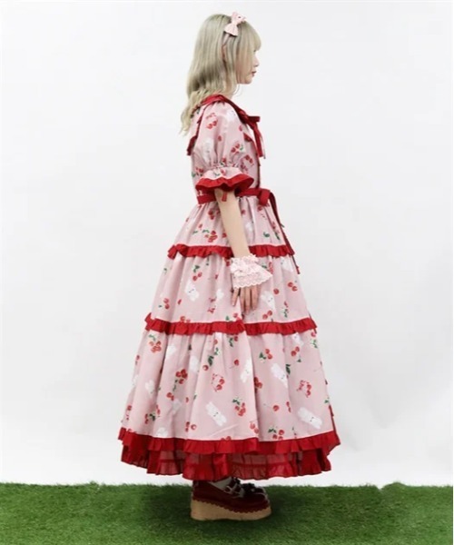 axes Chalmiere チェリーバニー柄 ワンピース 黒 チェリーバニー柄ワンピース | 大人衣料 | axes femme online shop