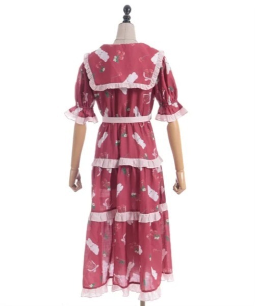axes Chalmiere チェリーバニー柄 ワンピース 黒 チェリーバニー柄ワンピース | 大人衣料 | axes femme online shop