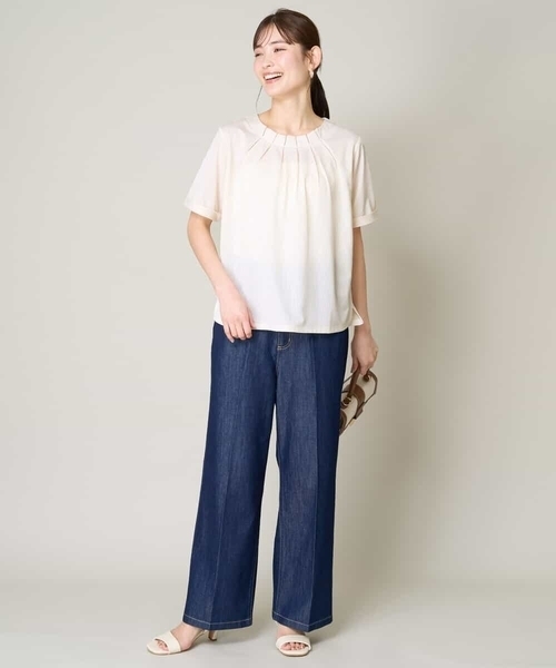a.v.v(アーヴェヴェ)の「【UVカット/イージーケア】ストライプジャガードトップス(Tシャツ/カットソー・レディース・ブルー・40/42/36/34/38)」の14枚目の写真