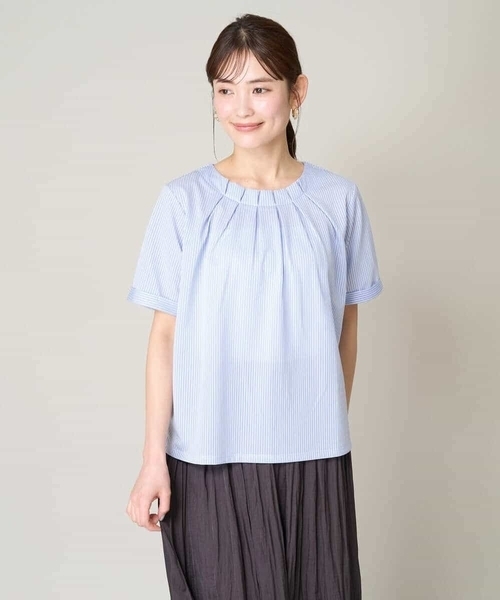 a.v.v(アーヴェヴェ)の「【UVカット/イージーケア】ストライプジャガードトップス(Tシャツ/カットソー・レディース・ブルー・40/42/36/34/38)」の15枚目の写真
