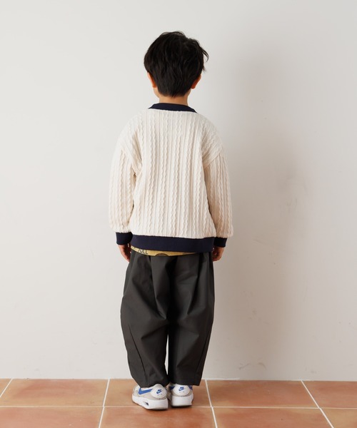 MAKE YOUR DAY（メイクユアデイ）の「ケーブルニットソーカーディガン■80～140cm（カーディガン/ボレロ・キッズ・グリーン/アイボリー・110/100/80/130/120/90/140）」の9枚目の写真