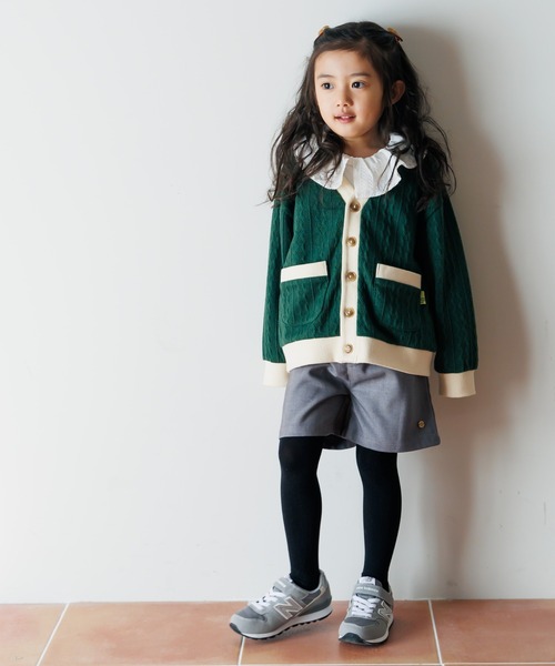 MAKE YOUR DAY（メイクユアデイ）の「ケーブルニットソーカーディガン■80～140cm（カーディガン/ボレロ・キッズ・グリーン/アイボリー・110/100/80/130/120/90/140）」の12枚目の写真