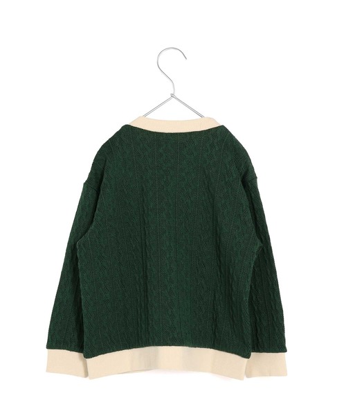 MAKE YOUR DAY（メイクユアデイ）の「ケーブルニットソーカーディガン■80～140cm（カーディガン/ボレロ・キッズ・グリーン/アイボリー・110/100/80/130/120/90/140）」の6枚目の写真