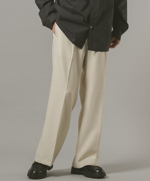 RAGEBLUE（レイジブルー）の「センタープレス/ワイドバギーイージーパンツ（スラックス・メンズ・ベージュ/ネイビー/オフホワイト/ブラック・MEDIUM/LARGE/SMALL）」の2枚目の写真