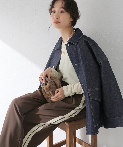 journal standard L'essage（ジャーナルスタンダードレサージュ）の「《追加》【金子綾さん着用】ベロアロングスリーブプルオーバー（Tシャツ/カットソー・レディース・ネイビー/アイボリー/ブラウン系その他・FREE）」の12枚目の写真