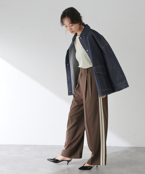 journal standard L'essage（ジャーナルスタンダードレサージュ）の「《追加》【金子綾さん着用】ベロアロングスリーブプルオーバー（Tシャツ/カットソー・レディース・ネイビー/アイボリー/ブラウン系その他・FREE）」の9枚目の写真