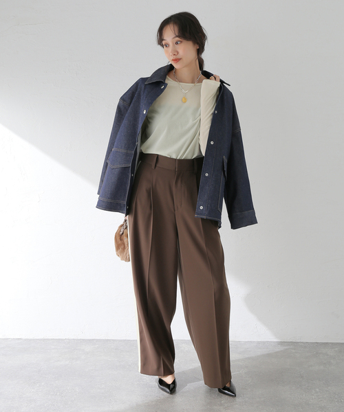 journal standard L'essage（ジャーナルスタンダードレサージュ）の「《追加》【金子綾さん着用】ベロアロングスリーブプルオーバー（Tシャツ/カットソー・レディース・ネイビー/アイボリー/ブラウン系その他・FREE）」の6枚目の写真