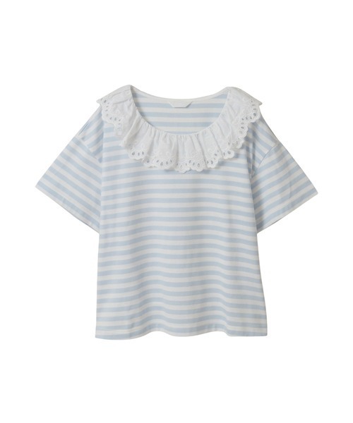 レース使いボーダーT コットンレース使いボーダーカットソー（Tシャツ/カットソー