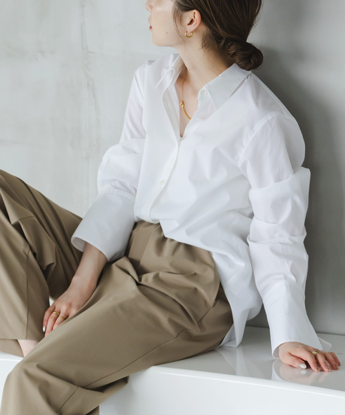 Noble（ノーブル）の「アンチクリースロングカフスシャツ（シャツ/ブラウス・レディース・サックスブルー/ホワイト・FREE）」の2枚目の写真