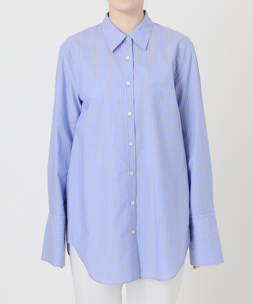 Noble（ノーブル）の「アンチクリースロングカフスシャツ（シャツ/ブラウス・レディース・サックスブルー/ホワイト・FREE）」の4枚目の写真