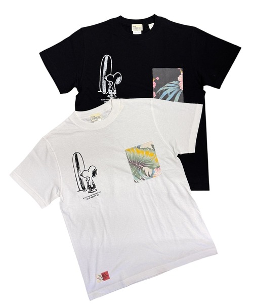 SNOOPY×OLD BETTY'S(スヌーピーカケルオールドベティーズ)の「スヌーピー【SNOOPY】O/E Heavy Weight 1Pocket T-shirts(Aloha)(Tシャツ/カットソー・レディース・ブラック/ホワイト・M/L/S)」の8枚目の写真