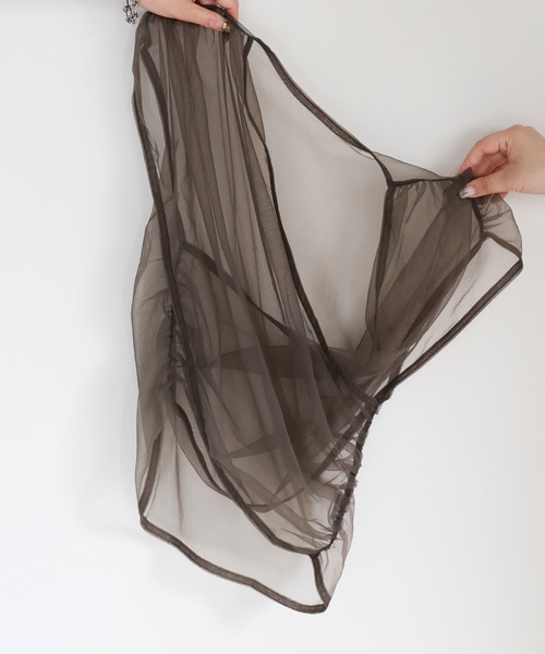 select MOCA（セレクトモカ）の「クロスギャザーシアーベスト（ベスト・レディース・チャコールグレー/ブラウン/オフホワイト・FREE）」の15枚目の写真