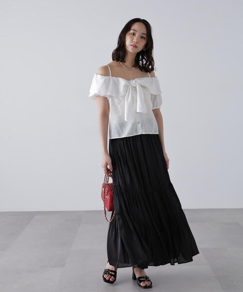 FREE'S MART（フリーズマート）の「〈ＭＦＭ〉リボンストラップオフショルブラウス（シャツ/ブラウス・レディース・ホワイト/ネイビー/イエロー・FREE）」の8枚目の写真