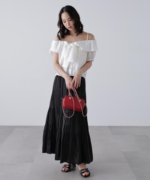 FREE'S MART（フリーズマート）の「〈ＭＦＭ〉リボンストラップオフショルブラウス（シャツ/ブラウス・レディース・ホワイト/ネイビー/イエロー・FREE）」の10枚目の写真