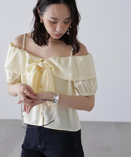 FREE'S MART（フリーズマート）の「〈ＭＦＭ〉リボンストラップオフショルブラウス（シャツ/ブラウス・レディース・ホワイト/ネイビー/イエロー・FREE）」の21枚目の写真