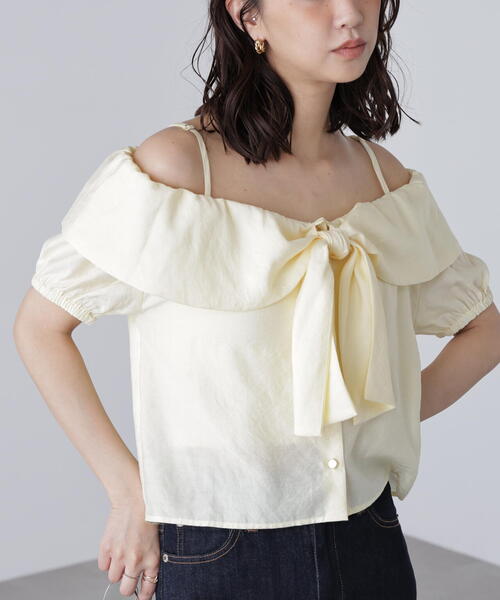 FREE'S MART（フリーズマート）の「〈ＭＦＭ〉リボンストラップオフショルブラウス（シャツ/ブラウス・レディース・ホワイト/ネイビー/イエロー・FREE）」の22枚目の写真