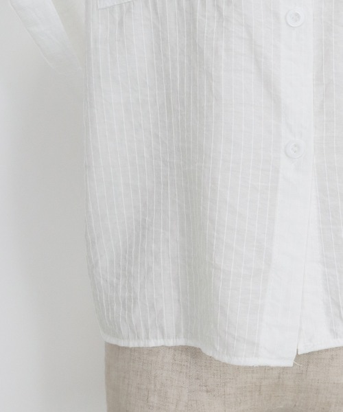 エバゴス ebagos フレンチスリーブ・シャツ ブルーストライプ ebagos エバゴス フレンチスリーブ・シャツ コットンジャージー