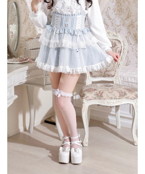 バックリボンパールチュールティアードスカパン（スカート）｜NOEMIE