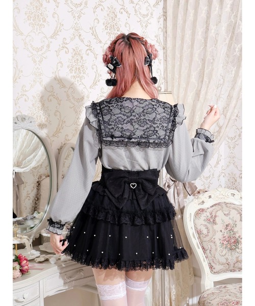 未使用品　タグ付き　NOEMIE　バックリボンパールチュールティアードスカパン NOEMIE｜バックリボンパールチュールティアードスカパン